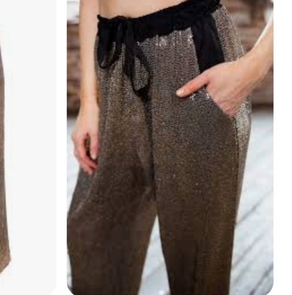 NWT $680 Chloe Kristyn 2 Pieces Sequin Gold Pants and Button Down Blouse Size L - Picture 6 of 14